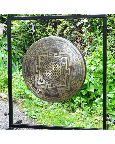 Gong en bronze 50cm fleure de vie
